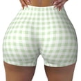 thumbnail image 1 of Sikiie Pistachio Green Checkboard Print Workout Shorts Women Scrunch Butt Gym Shorts Seamless High Waist Tummy Control Yoga Biker Athletic Shorts, 1 of 5