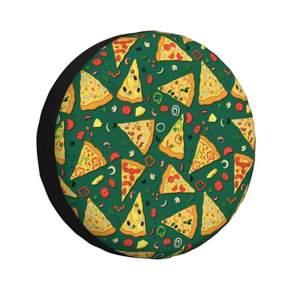 Sikiie Pizza PVC Leather Spare Tire Wheel Cover Spare Tire Cover, for Car Truck SUV Camper Trailer Universal Fit(14-17in)-14 inch