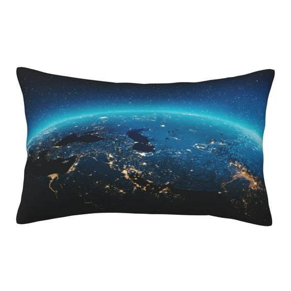 Sikiie Planet Earth Print Plush Pillow Cover, Wrinkle-proof and Stain-resistant Pillow Protector without Pillow Core, Home Decoration-20"x30"