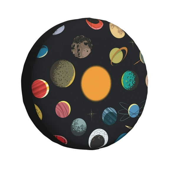 Sikiie Planets And Their Moons PVC Leather Spare Tire Wheel Cover Spare Tire Cover, for Car Truck SUV Camper Trailer Universal Fit(14-17in)-15 inch