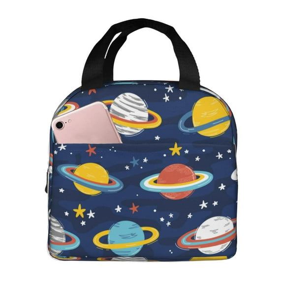 Sikiie Planets and Stars Lunch Bag for Women & Men Adult Insulated Lunch Box, Food Lunch Containers Lunch Tote Bags for Work, Travel, Outdoor