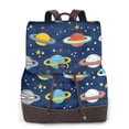 thumbnail image 1 of Sikiie Planets and Stars Women Genuine Leather Backpack Fashion Rucksack Daypack Leather Casual Travel Backpacks for Women, 1 of 4