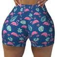 thumbnail image 1 of Sikiie Plants And Flamingos Print Workout Shorts Women Scrunch Butt Gym Shorts Seamless High Waist Tummy Control Yoga Biker Athletic Shorts, 1 of 5