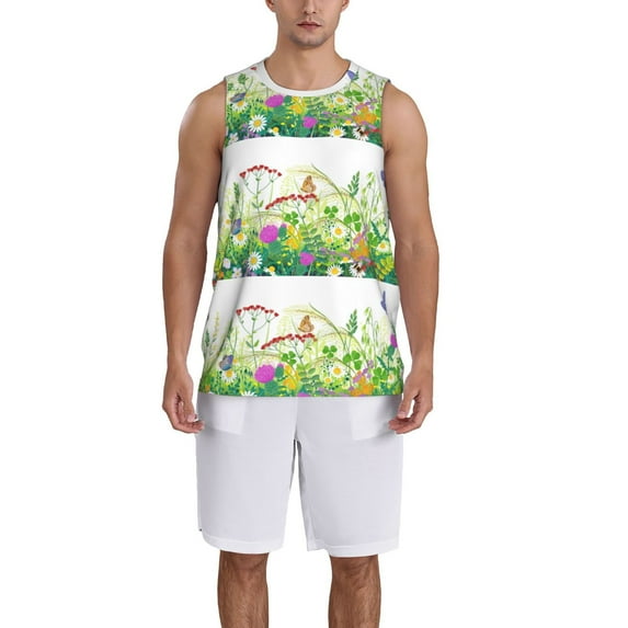 Sikiie Plants and Insects Basketball Jersey Reversible Men's Mesh Athletic Sports Shirts Training Practice S-4XL