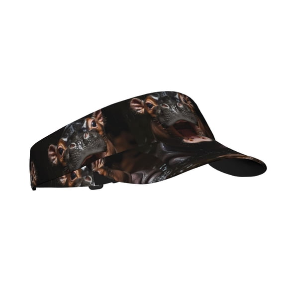 Sikiie Playful Baby Hippo Splash Sun Visor Hat Adjustable Velcro Golf Visor Sports Sunscreen Visor Hat for Outdoor Activities
