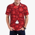 thumbnail image 1 of Sikiie Playful Red Cartoon Faces Print Men's Short-sleeved POLO Shirts, Button-down Shirts and T-shirts are Suitable for Vacation, Leisure and Business-Large, 1 of 6