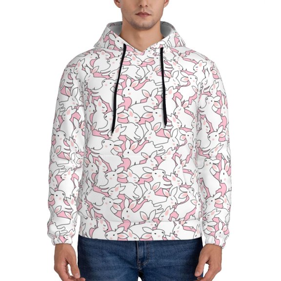 Sikiie Playing Rabbit Men's Hoodie, Essentials Hoodie, Sweatshirt, Pullover Hooded Sweatshirt for Men-X-Large