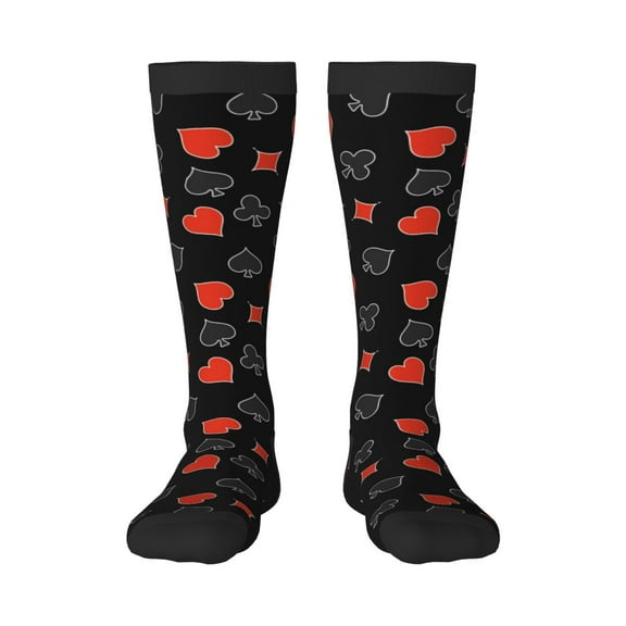 Sikiie Poker Creative Symbols Knee Socks, High Socks Long Stretchy Sock Women Knee High Stocking, Long Socks for Women