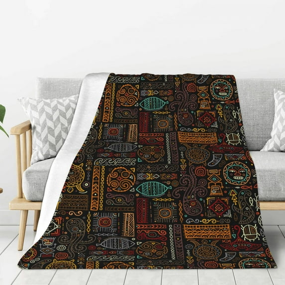 Sikiie Polynesian Turtles Cozy Flannel Fleece Throw Blanket: Lightweight & Thick for All Seasons - Perfect for Women, Men, & Kids"50"x40"