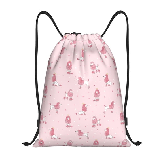 Sikiie Poodle Dog Drawstring Backpack Drawstring Bags, Draw String Back Bag for Sports, Gym, Travel, Swimming, Beach-Medium
