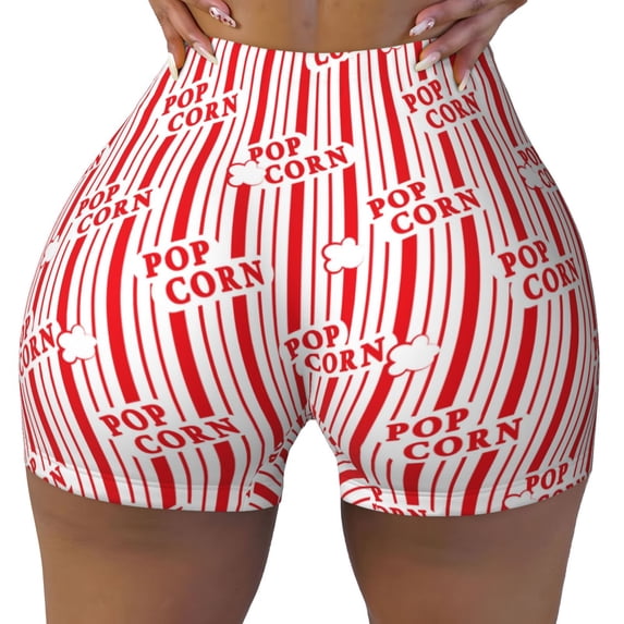 Sikiie Popcorn 1 Print Workout Shorts Women Scrunch Butt Gym Shorts Seamless High Waist Tummy Control Yoga Biker Athletic Shorts