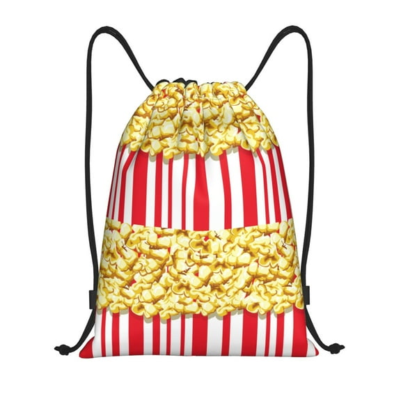 Sikiie Popcorn Drawstring Backpack Drawstring Bags, Draw String Back Bag for Sports, Gym, Travel, Swimming, Beach-Small