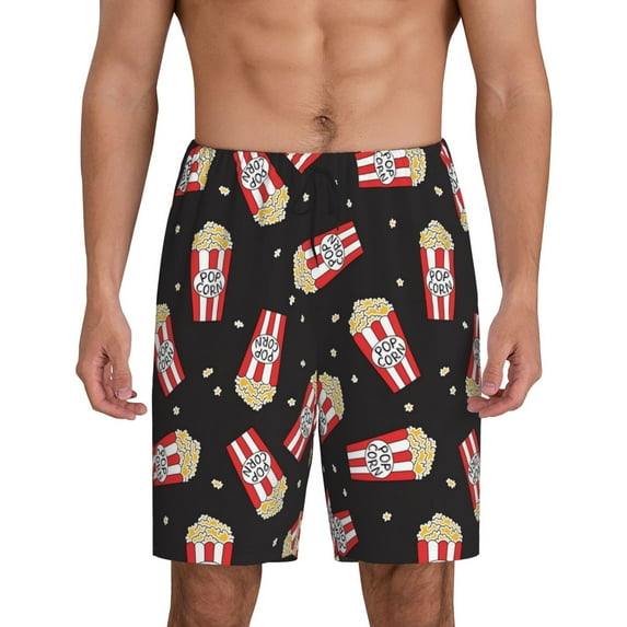 Sikiie Popcorn Mens Pajama Shorts, Lightweight Lounge Pant with Pockets Soft Sleep Pj Shorts for Men4X-Large