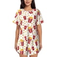 thumbnail image 1 of Sikiie Popcorn Womens Pajama Sets Short Sleeve Top With Pants Sleepwear 2 Piece Lounge Set3X-Large, 1 of 6