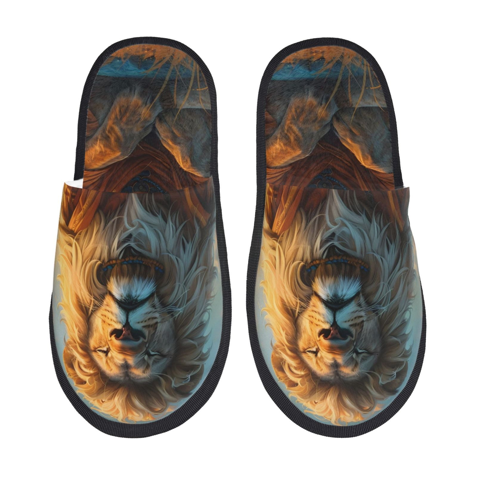 Sikiie Prairie Meditating Lion Fuzzy Slip on Slippers Warm Cozy Soft Lightweight Memory Foam Indoor House ShoesMedium Walmart