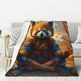thumbnail image 1 of Sikiie Prairie Meditating Raccoon Cozy Flannel Fleece Throw Blanket: Lightweight & Thick for All Seasons - Perfect for Women, Men, & Kids"50"x40", 1 of 6