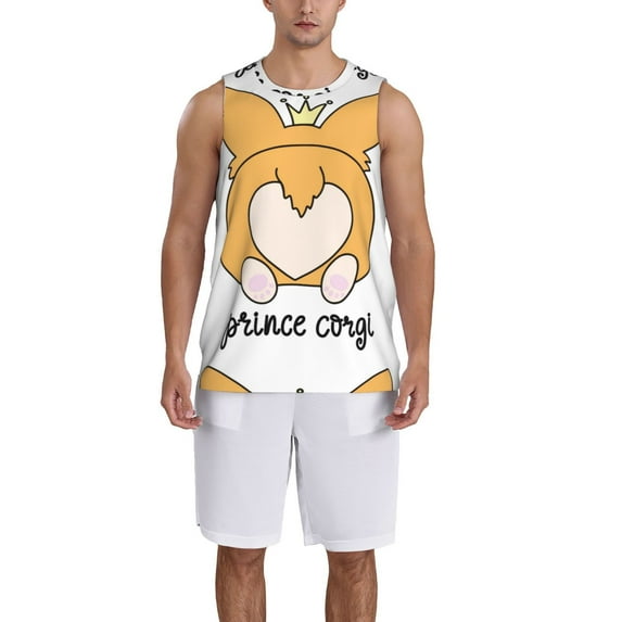 Sikiie Prince Corgi Dog Basketball Jersey Reversible Men's Mesh Athletic Sports Shirts Training Practice S-4XLMedium