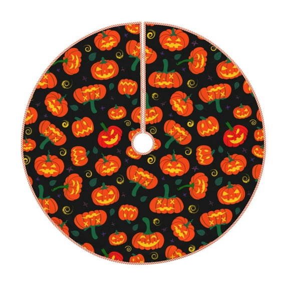 Sikiie Pumpkin Fallen Leaves Christmas Tree Skirt, Christmas Tree Decorations, Christmas Decor, Tree Mat Decoration(30-48IN)-30"