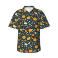 thumbnail image 1 of Sikiie Pumpkin Print Men's Hawaiian Shirt, Summer Beach Button Pocket Short Sleeve T-Shirt,3X-Large, 1 of 7