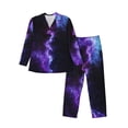 thumbnail image 1 of Sikiie Purple And Blue Nebula Mens Pajama Set, Soft Warm Long Sleeve Sleepwear, Cozy Button-Down Pjs for Men-Small, 1 of 7