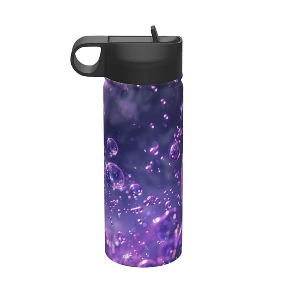 Sikiie Purple Bubble Abstract Art Print 18OZ Insulated Straw Cup, Portable Leak-proof Sports Water Bottle, Stainless Steel Water Cup Suitable for Home and Outdoor