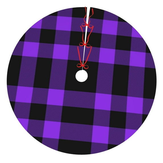 Sikiie Purple Buffalo Plaid 30-48 inches {designName} Print Christmas Tree Skirt Snowman Xmas Tree Skirt with Edge Christmas Decorations for Holiday Party48"