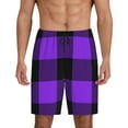 thumbnail image 1 of Sikiie Purple Buffalo Plaid Mens Pajama Shorts, Lightweight Lounge Pant with Pockets Soft Sleep Pj Shorts for MenSmall, 1 of 6