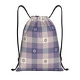 thumbnail image 1 of Sikiie Purple Floral Gingham Check Plaid Drawstring Backpack Drawstring Bags, Draw String Back Bag for Sports, Gym, Travel, Swimming, Beach-Medium, 1 of 6