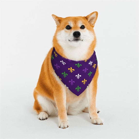Sikiie Purple Mardi Gras Dog Bandanas-Dog Scarf Bib Kerchief Breed for Dogs and Small for Pets Gift-Large