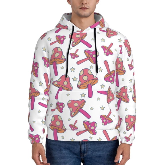 Sikiie Purple Mushroom Men's Hoodie, Essentials Hoodie, Sweatshirt, Pullover Hooded Sweatshirt for Men-Large