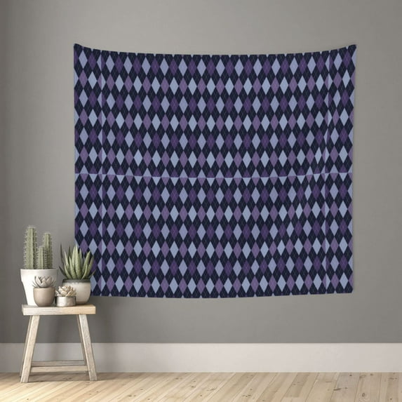 Sikiie Purple and Blue Squares tapestry wall hanging home decor for bedrooms, living rooms, dorms 60x51in