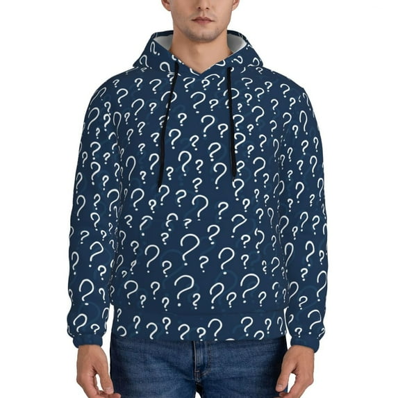 Sikiie Question Marks Men's Hoodie, Essentials Hoodie, Sweatshirt, Pullover Hooded Sweatshirt for Men-Small
