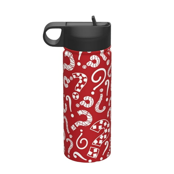 Sikiie Question Marks1 Print 18OZ Insulated Straw Cup, Portable Leak-proof Sports Water Bottle, Stainless Steel Water Cup Suitable for Home and Outdoor