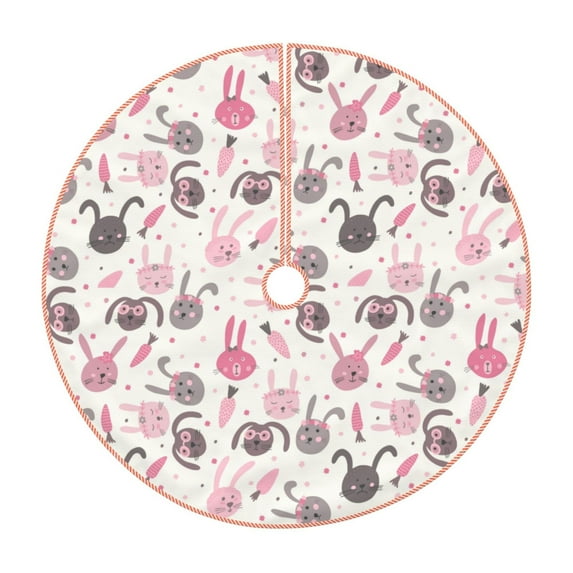 Sikiie Rabbit And Carrot Nativity Christmas Tree Skirt, Jesus Christian Winter Holiday Tree Mat Decoration(30-48IN)48"