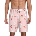 thumbnail image 1 of Sikiie Rabbit And Cherry Mens Pajama Shorts, Lightweight Lounge Pant with Pockets Soft Sleep Pj Shorts for MenLarge, 1 of 6