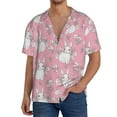 thumbnail image 1 of Sikiie Rabbit And Flower Men's Wrinkle Free Untucked Cuban Shirt Business Casual Button Down Shirts Short Sleeve ShirtLarge, 1 of 5