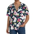 thumbnail image 1 of Sikiie Rabbit And Rose Men's Wrinkle Free Untucked Cuban Shirt Business Casual Button Down Shirts Short Sleeve ShirtXX-Large, 1 of 5