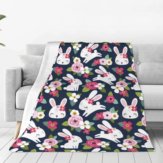 Sikiie Rabbit And Rose Ultra-Soft Micro flannel Blanket Luxury All Seasons Warm Blanket for Bedding Sofa and Travel (4 sizes)-40"x30"