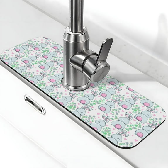 Sikiie Rabbit Back View Splash Guard for Sink Faucet-1 PC Super Absorbent Fast Drying Mat Sink Gadgets-Splash Guard for Kitchen, Sink Mat