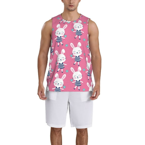 Sikiie Rabbit Holding Flowers Basketball Jersey Reversible Men's Mesh Athletic Sports Shirts Training Practice S-4XLLarge