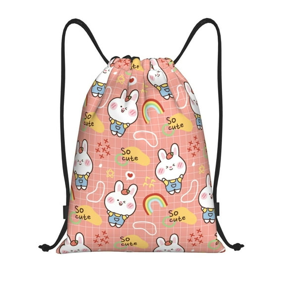 Sikiie Rabbit So Cute Drawstring Backpack Drawstring Bags, Draw String Back Bag for Sports, Gym, Travel, Swimming, Beach-Medium
