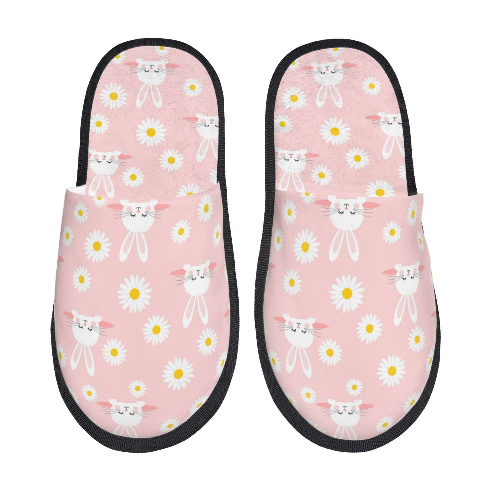 Sikiie Rabbit Sunflower Fuzzy Slip-on Slippers Warm Cozy Soft ...