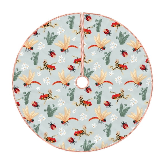 Sikiie Ragonfly And Ladybug Christmas Tree Skirt, Christmas Tree Decorations, Christmas Decor, Tree Mat Decoration(30-48IN)-36"