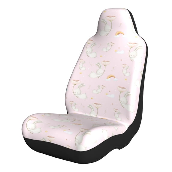 Sikiie Rainboe And Rabbit Car Seat Covers 2PCs Front Car Seat Covers Universal fit for Most Cars SUVs and Trucks-2 PCS