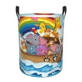 thumbnail image 1 of Sikiie Rainbow Animals on Noah's Ark Print Round Dirty Clothes Basket, Waterproof Standing Foldable Storage Basket, for Laundry Room, Bedroom, Bathroom Storage-Medium, 1 of 6
