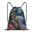 thumbnail image 1 of Sikiie Rainbow Astronaut Space Landscape Drawstring Backpack Drawstring Bags, Draw String Back Bag for Sports, Gym, Travel, Swimming, Beach-Small, 1 of 6