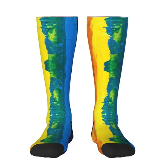 Sikiie Rainbow Colored Knee Socks, High Socks Long Stretchy Sock Women Knee High Stocking, Long Socks for Women