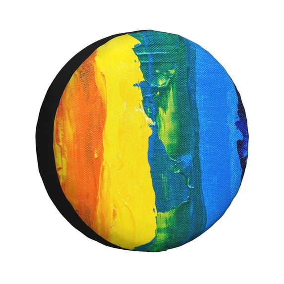 Sikiie Rainbow Colored PVC Leather Spare Tire Wheel Cover Spare Tire Cover, for Car Truck SUV Camper Trailer Universal Fit(14-17in)-16 inch