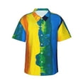 thumbnail image 1 of Sikiie Rainbow Colored Print Men's Hawaiian Shirt, Summer Beach Button Pocket Short Sleeve T-Shirt,XX-Large, 1 of 7