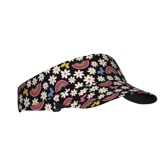 Sikiie Rainbow Flowers Sun Visor Hat Adjustable Velcro Golf Visor Sports Sunscreen Visor Hat for Outdoor Activities